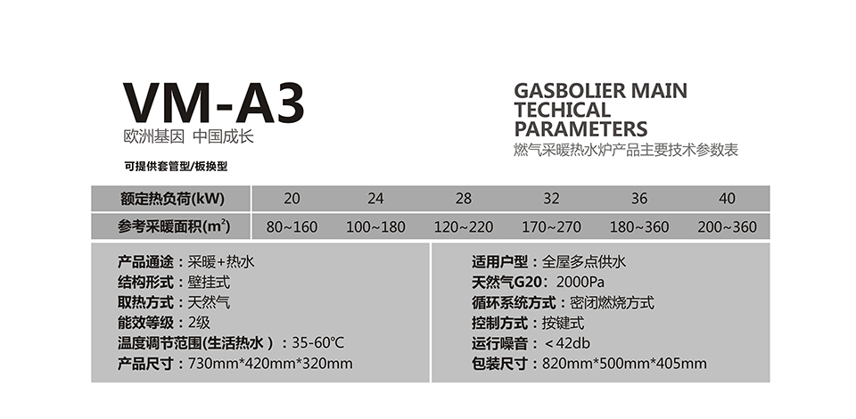 燃氣壁掛爐采暖爐VM-A3參數(shù)